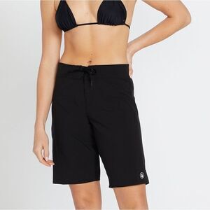 VOLCOM woman’s SIMPLY SOLID 11" TRUNKS BLACK swim board surf shorts -5